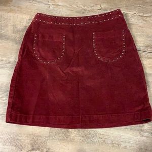 Maroon studded corduroy skirt